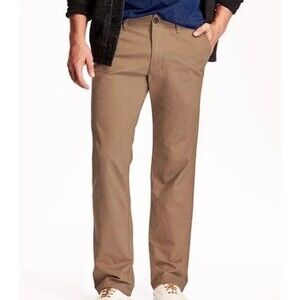 Old Navy Straight Broken-In Khaki Pants Mens 36x36 Brown 100% Cotton NEW